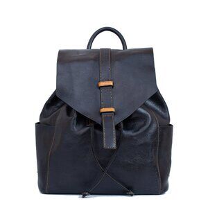 Vera Bradley Big Sky Leather Backpack NWT Black Drawstring Flap Backpack Bag